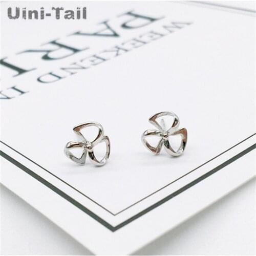 Uini-Tail new design 925 sterling silver genuine earrings Korean women clover fashion temperament earrings hypoallergenic