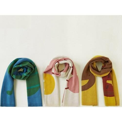 Winter New Design Caterpillar Lion Ant Illustration Knitted Scarf For Women Long Shawl High Quality Knit Comfortable Warm Thick