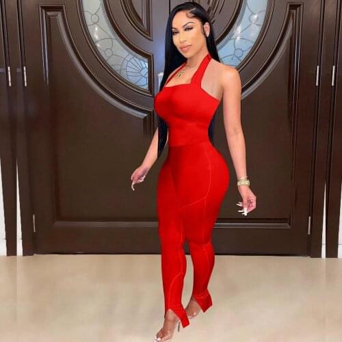 Activewear Halter Neck Stretchy Sporty Rompers Women Sexy Off Shoulder Backless Fitness Jumpsuit Casual Female Skinny Overalls