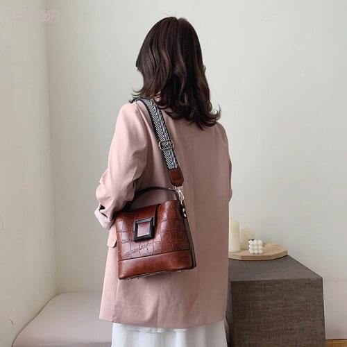 New 2020 bags for women Casual lattice brand women lady famous brand High quality PU leather Wild England shoulder famale