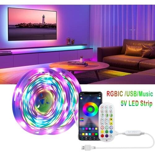 Dream Color LED Strip Lights RGB Tape Lighting RGBIC Bluetooth APP Control Backlight For TV Flexible Diode Tape Party Room Decor
