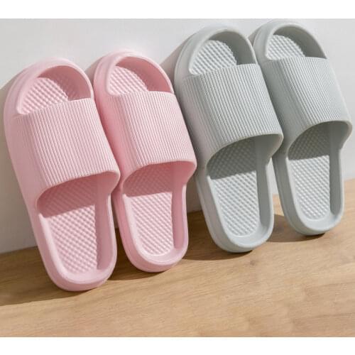 2021 New Slippers Women Summer Simple Solid color Lovers Slide Shoes Thick Non-slip Bathroom Soft Ins Tide To Wear Cool Slippers