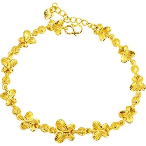 VAMOOSY original 24K gold copper big small butterfly Charm Bracelets For Women Girls Gold chains bangle wedding Jewelry gifts