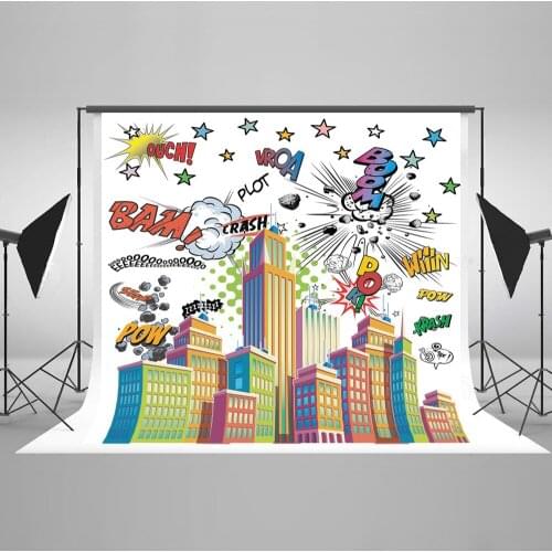 VinylBDS 10X10FT Cartoon Photo Studio Background Superhero Backdrop Birthday Children Background Photography Camera Fotografia
