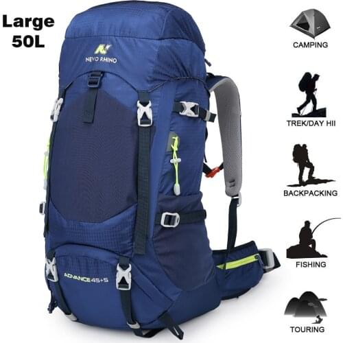 50L Large Capacity Hiking Camping Backpack with Waterproof Rain Cover Professional Mountaineering Bag Sports Climbing Pack Bag