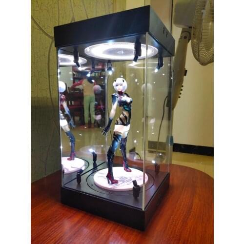 Revolving LED spotlight Acrylic Figure Display Case for 12 inch figure 1/6 scale Robot Collectible with Turntable Base