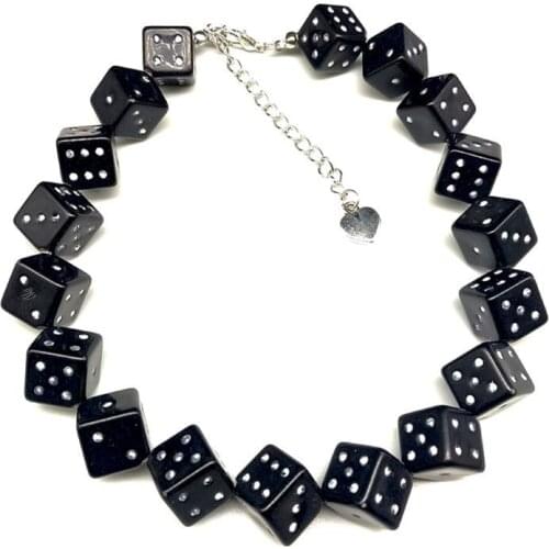 Colorful Acrylic Dice Beads Stretch Choker Funny Party Game Lucky Dice Necklace Women Fashion Jewerly