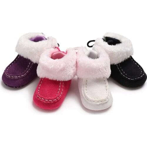 Winter Faux Fur Baby Shoes Girls Boys Warm Anti-Slip Casual Warm Sneakers Toddler Soft Soled Walking Shoes