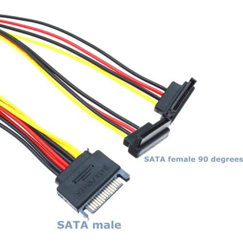 0.2M 15Pin SATA Male to 2 Female Elbow Computer Case Power Hard Disk one-to-two Splitter High-Quality Power Cord
