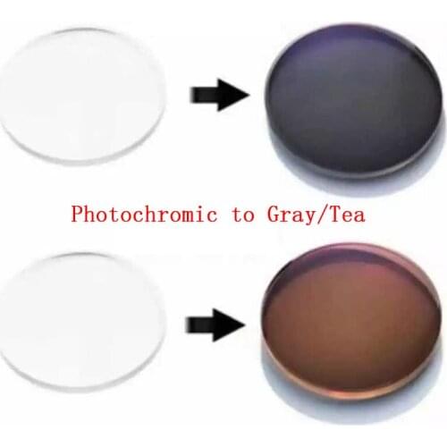 1.56 Intelligent Photochromic to Gray/Tea Myopia Presbyopia Astigmatic Optical Prescription Glasses Lens Custom Eyeglasses Lens