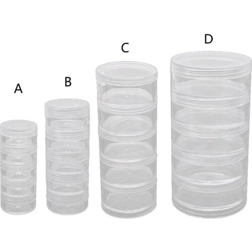 1 Set 5 Layer Cylinder Stackable Bead Containers Plastic Round Clear Storage Jar Box for Beads Buttons Crafts Small Item