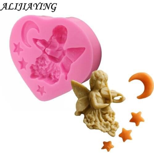 1Pcs Angel Girl Handmade Soap Silicone Mold Star moon Cake Ice Modeling Tool Pastry Arts Decorative Kitchen Accessories D0015