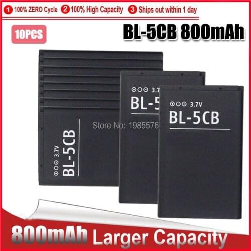 10PCS 3.7V 800mAh BL-5CB BL5CB Battery BL-5CB For Nokia 111 113 1000 1280 3600 3660 6620 6108 N91 Phone Battery