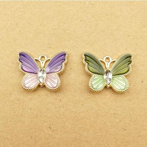 10pcs 17x20mm enamel butterfly charm for jewelry making and crafting fashion earring pendant bracelet necklace charms