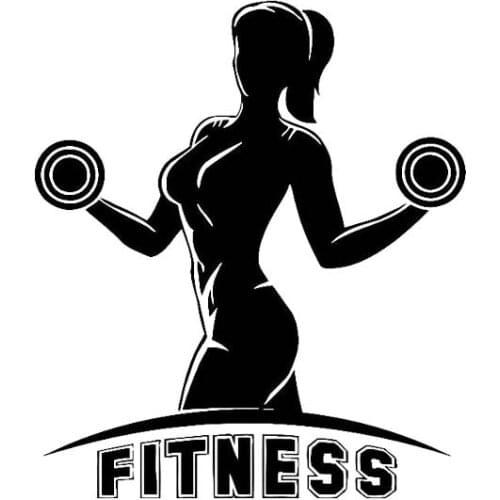 13.9*16CM Strong Strengthful Super Power Fitness Girl Popular Fashion Style Vinyl Decal Black/Silver Car Sticker C20-0795