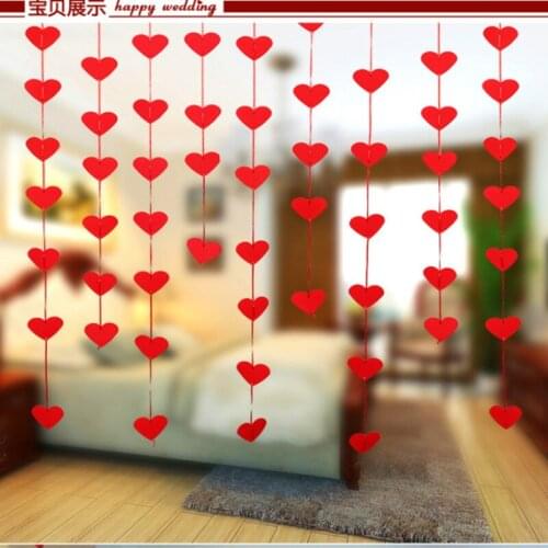 2.5M Love Heart Curtain Wedding Decoration Garland Flags Banner Non-woven Birthday Party Supplies Red Bunting 5Z