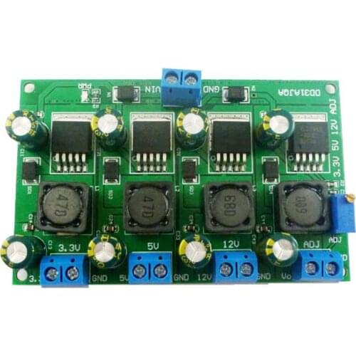 3A 4 Channel DC-DC Buck Converter Voltage Buck Regulator 3.3V 5V 12V Step Down Power Supply Module, Adjustable Output Board