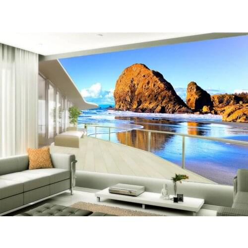 Custom 3d photo wallpaper Dream Beach Sea 3D window photo wall murals wallpaper Home Decoration