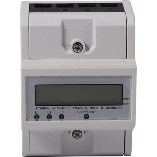 3x5 (80A) Energy Meter Electric KWH Triphase DIN Rail Mount LCD