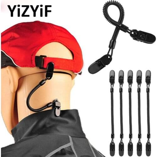 5Pcs Cap Retainers Hat Clips Retainer Fishing Apparel Keeper Holder with Cord for Golfing Fishing Boating Sailing Other Sports