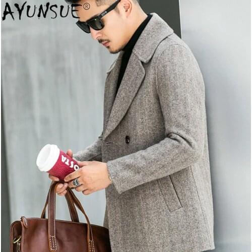 AYUNSUE 100% Wool Coat Men Winter Male Jacket Mens Clothing Autumn Suit Doublesided Breasted Overcoats Casaco Masculino LXR343