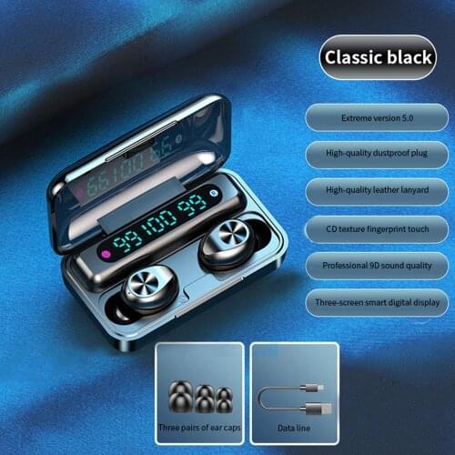 Wireless Earphone Bluetooth V5.0 F9 TWS Bluetooth earphone LED digital display touch With 2000mah Power Bank Headset Microphone