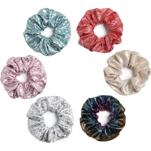 Shinny womenHair Scrunchies Ring Polyester Elastic Plaid Hair Bands Ponytail Holder Headwear Fashion Hairband Hair Accessories