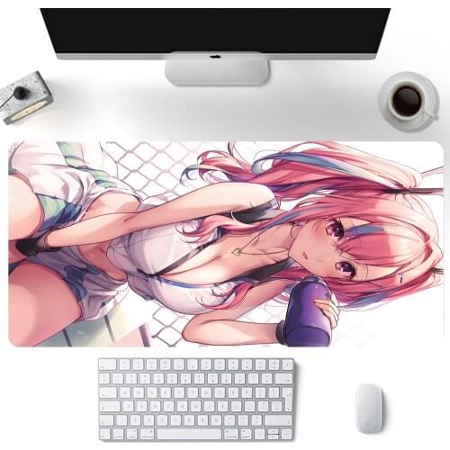 Big Breast Anime Girl Anime Colorful LED Mousepad RGB Glow Large XL Mouse Pad 90x40/70x30cm Gamer Desk Mat for Laptop Table Pads