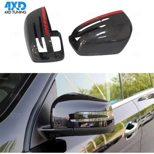 G63 AMG W166 Carbon Fiber Mirror Cover For Mercedes W463 GLE 43 63 G55 GL X166 RearView Mirror Cover red reaplace 2013-2018 2019