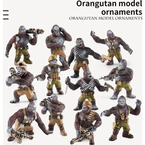 Solid Pvc Gorill-a Model Action Figure Toy Chimpanzee Ornaments For Kids Simulation Animal Orangutan Fighting Posture Decoration