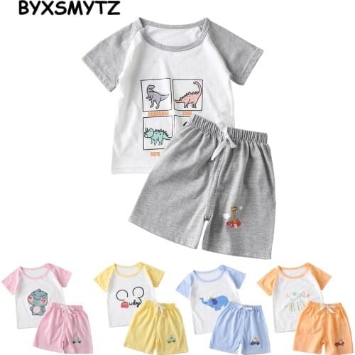 2021 Summer New Childrens Clothes Boys Tops+Shorts Girls Short Sleeve Suit Kids Cartoon Cotton T-Shirt Baby Tees Boy Clothing