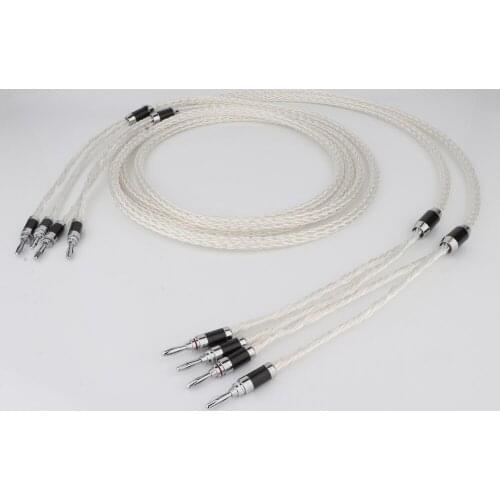 Preffair Hi-End 8AG Pure Silver Plated OCC Hifi Speaker Cable Hi-End Speaker Wire For Amplifier and CD Player