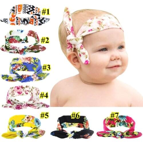 20pcs/lot cotton floral printed color headwrap Girl Hair Accessory popular knitted elastic headbands