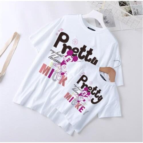 Pretty Mickey Matching Fashion T-Shirt Mother and Daughter Family Clothes Cotton Tee Girls Boys and Mom Family Look
