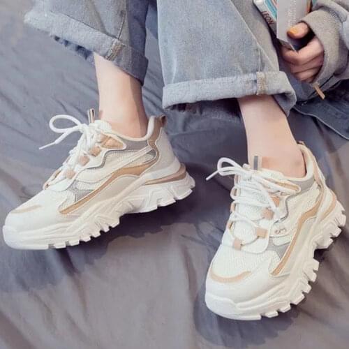 Rimocy Womens Chunky Sneakers Autumn Mesh Breathable Platform Vulcanized Shoes Woman Casual Thick Bottom Running Shoes Female