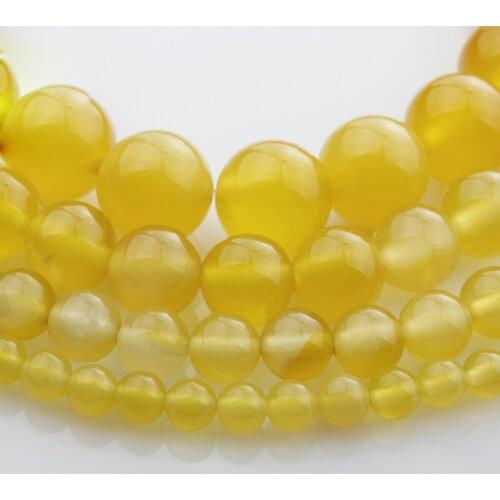 15"(38cm) Strand Round Natural Yellow Agate Stone Rocks 4mm 6mm 8mm 10mm 12mm Beads for Jewelry Making DIY Bracelet Findings