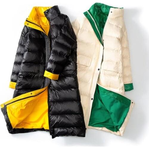 90% White Duck Down Jacket 2019 Women Winter Jacket Loose Stand Long Down Coat Single-breasted Warm Parka Clothes Windproof