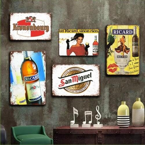 Ricard Beer Metal Tin Sign Vintage Havana Club Poster Metal Signs Antique Irish Pub Bar Cafeteria Kitchen Art Wall Home Decor
