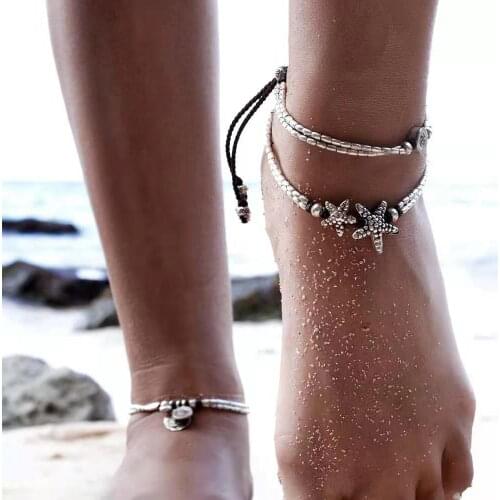 Fashion Personality Womens Anklet Summer Ethnic Style Starfish Rune Yoga Pendant Alloy Beach Anklet 2021 Trend New Party Gift