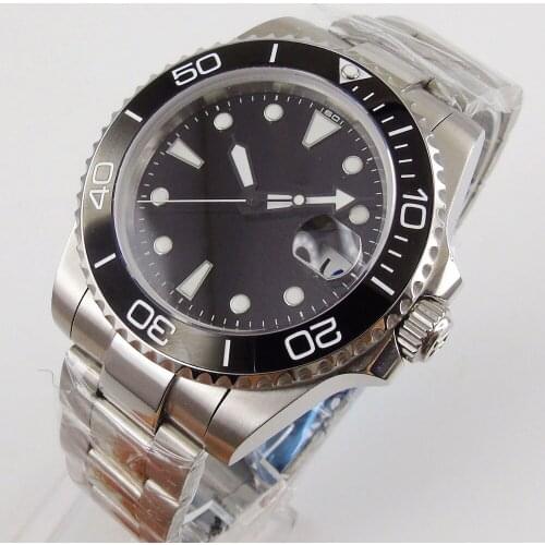 40mm Black Dial Sapphire Glass Date Ceramic Bezel MIYOTA 8215 Automatic Movement Mens Watch