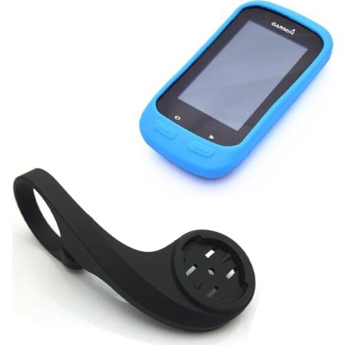Sky Blue Protect Rubber Case + 31.8mm Bicycle Computer Handlebar QuickView Black Mount Bracket Holder for Garmin GPS Edge 1000
