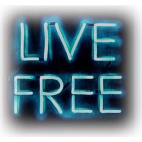 Neon Sign for American Art Decor Live Free Neon Wall Art Club Display Glass Tube Handcrafted Arcade Art Neon Lamp for Beer Bar