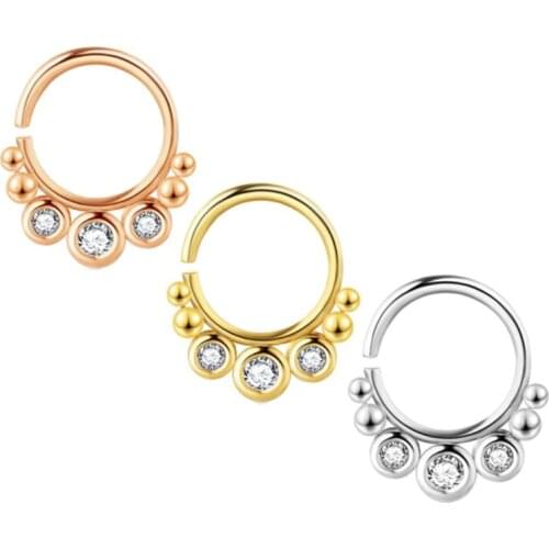 New Trendy White Crystal Fake Piercing Nose Rings Non Piercing Septum Rings Nose Hoops For Women Ear Bone Clip Fashion Jewelry