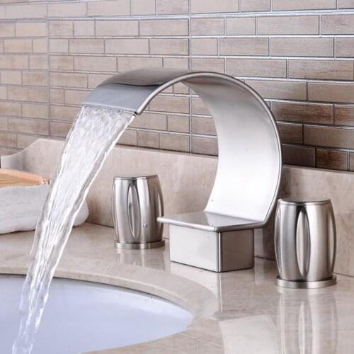 New arrivals fashion luxury basin faucet high quality water tap brass material Nickle plating widespread basin sink faucet