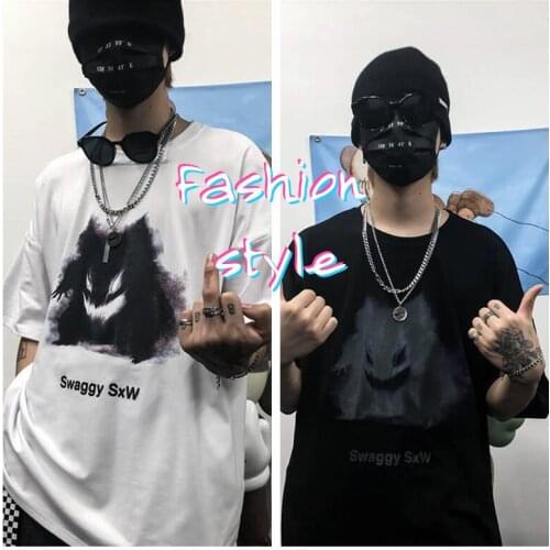 Pokemon Pikachu Gengar T-shirt Graphics Print Cotton Male Hip Hop Streetwear Diablo style Clothes Tops Tee Summer Plus Size Men