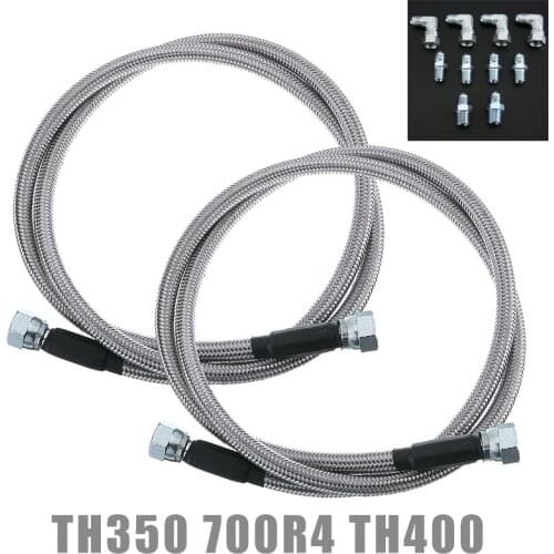 1set Car Auto Truck Braided Transmission Cooler Hose Lines Fittings TH350 700R4 TH400 52 Inch Repair Tool Accessories