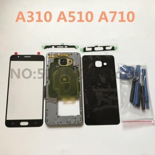 Original Full Housing Case Back Cover Front Screen Glass Lens+Middle Frame For Samsung Galaxy A3 A310 A5 A510 A7 A710 2016