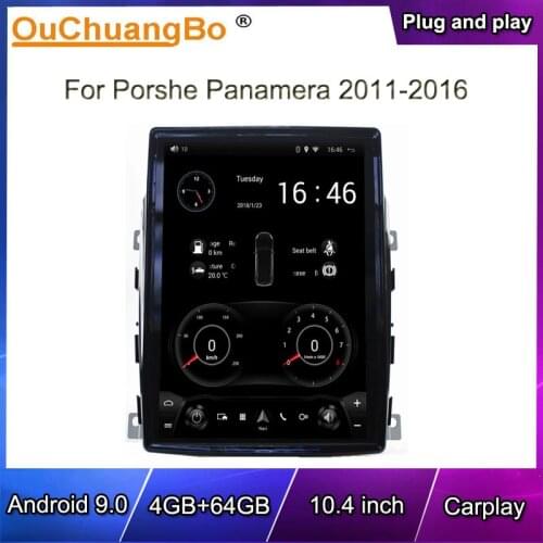 Ouchuangbo 10.4 inch tesla style vertical screen car gps audio player for Porshe Panamera 2015-2016 support 6 core android 9.0
