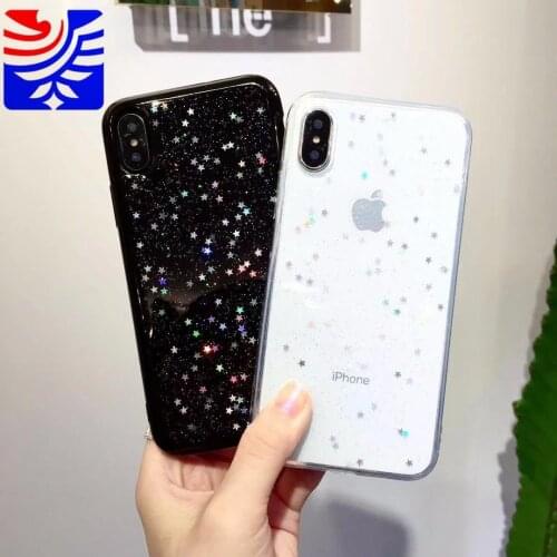 PEIPENG lovely Transparent star Phone Case Silica gel TPU For iPhone XS MAX 6 6s 7 8plus Fashion Christmas gift Anti-fall