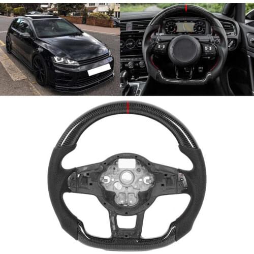Steering Wheels Carbon Fiber Nappa Perforated Leather Fit for Volkswagen Golf MK7/7.5/GTD 2013 2014 2015 2016 2017 2018-2020